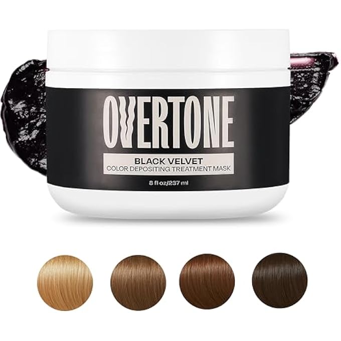 OVERTONE HAIRCARE COLOR DEPOSITING CONDITIONER, 8 OZ SEMI PERMANENT HAIR COLOR WITH SHEA BUTTER & COCONUT OIL, SAFE TEMPORARY HAIR COLOR DYE, VEGAN, CRUELTY-FREE, BLACK VELVET RICH BLACK - Image 3